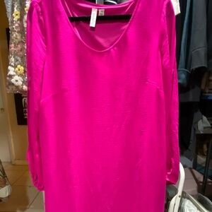 Tacera Bold Pink Long Sleeve Dress